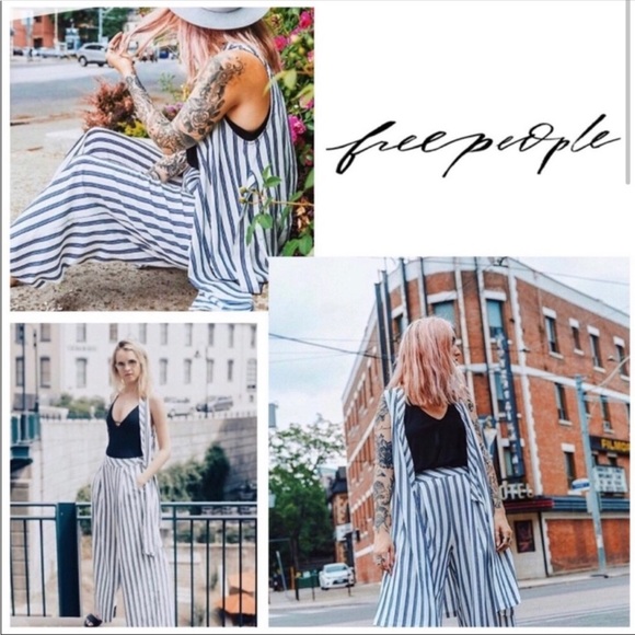 Free People Tuxedo Stripe Pant/Top Suit - L - Picture 3 of 12